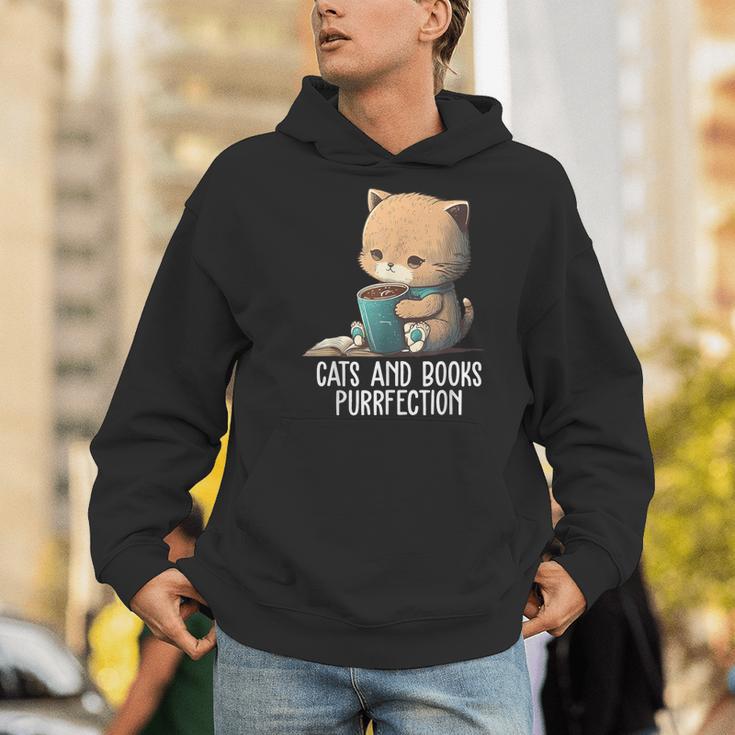 Cats And Books Purrfection Book Lover Book Nerd Librarian Men Hoodie