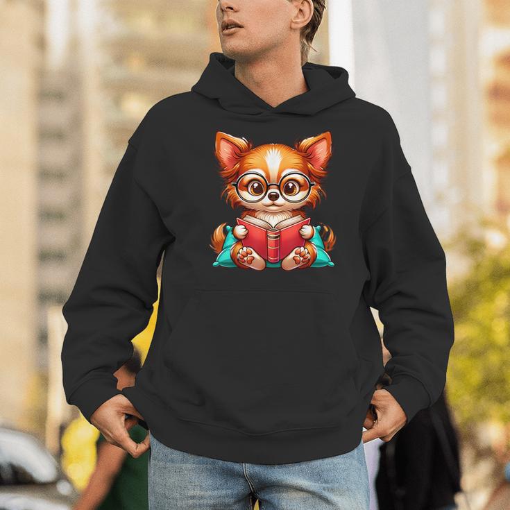 Chihuahua Reading a Book Dog Men Hoodie
