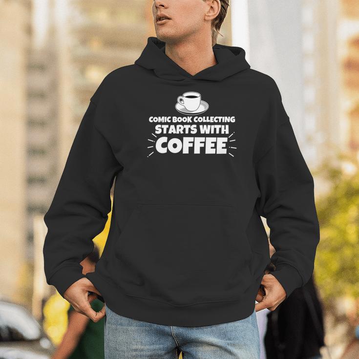 Comic Book Collecting Starts With Coffee Funny Men Hoodie Comic Book Collecting Starts With Coffee Funny Men Hoodie