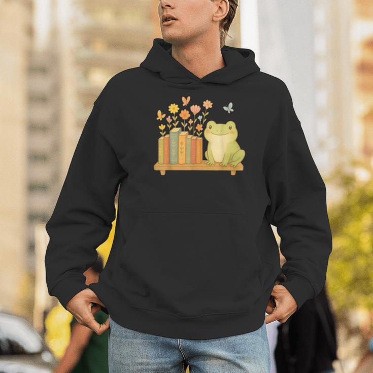 Cute Kawaii Frog Books Flowers Men Hoodie