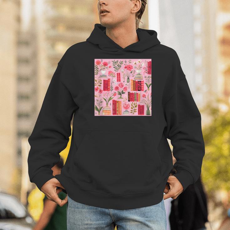 Cute Pink Book Pattern Book Lover Men Hoodie