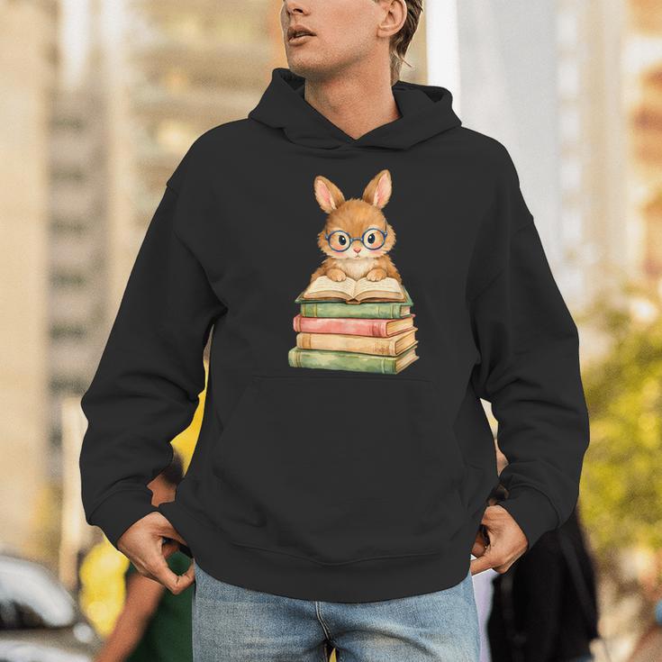 Cute Rabbit Bunny Reading Book Easter Day Teacher Librarian Men Hoodie Cute Rabbit Bunny Reading Book Easter Day Teacher Librarian Men Hoodie