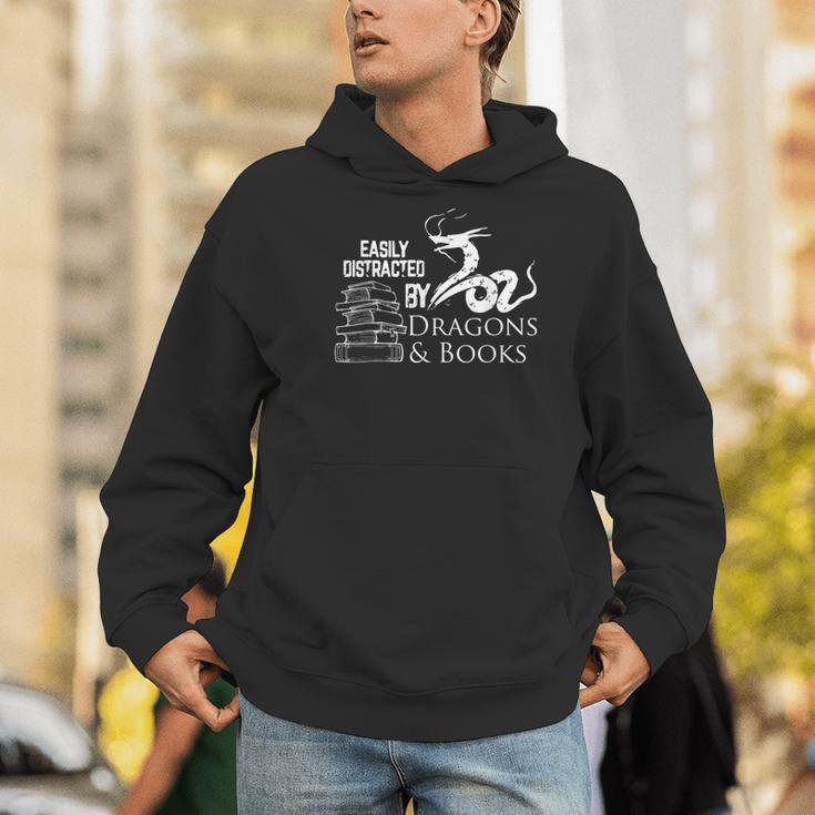 Dragons And Books Dragon Lover Bookish Dragon Bookworm Men Hoodie