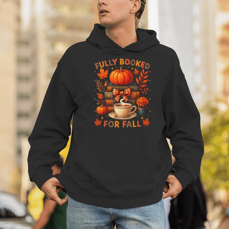 Fully Booked For Fall Books Coffee Leaves Pumpkins Tee Men Hoodie