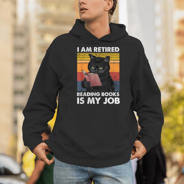I'm Retired Reading Books Is My Job Cat Reader Men Hoodie