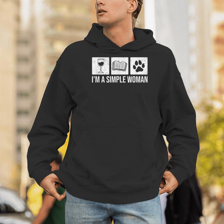 I'm A Simple Woman Wine Books & Dogs Reading Lover Men Hoodie