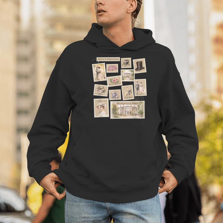 Jane Austen Book Classic Literature Stamp Collage Men Hoodie