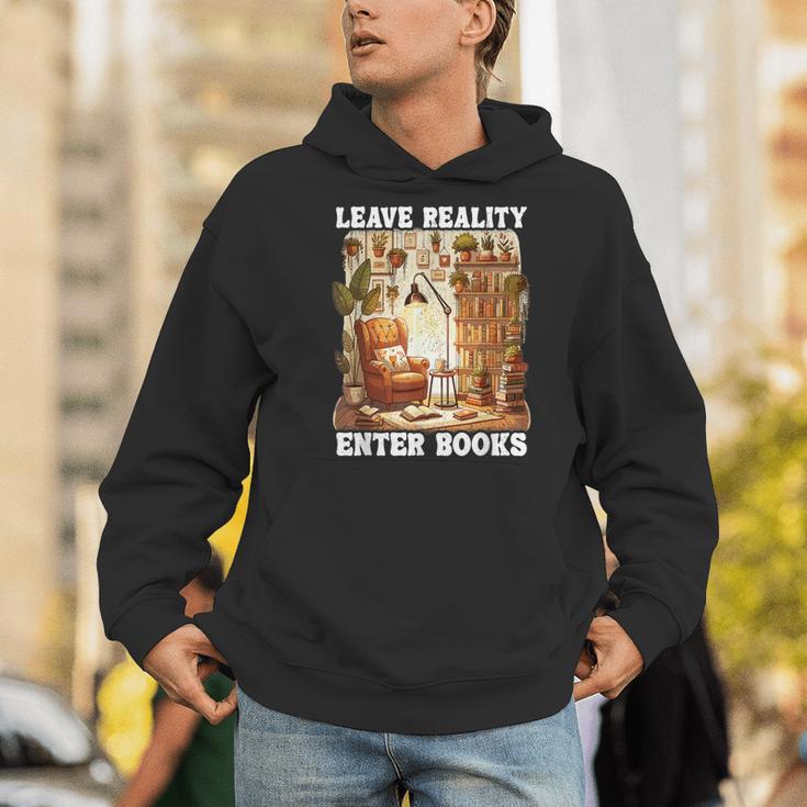 Leave Reality Enter Books Bookworm Reading Book Men Hoodie