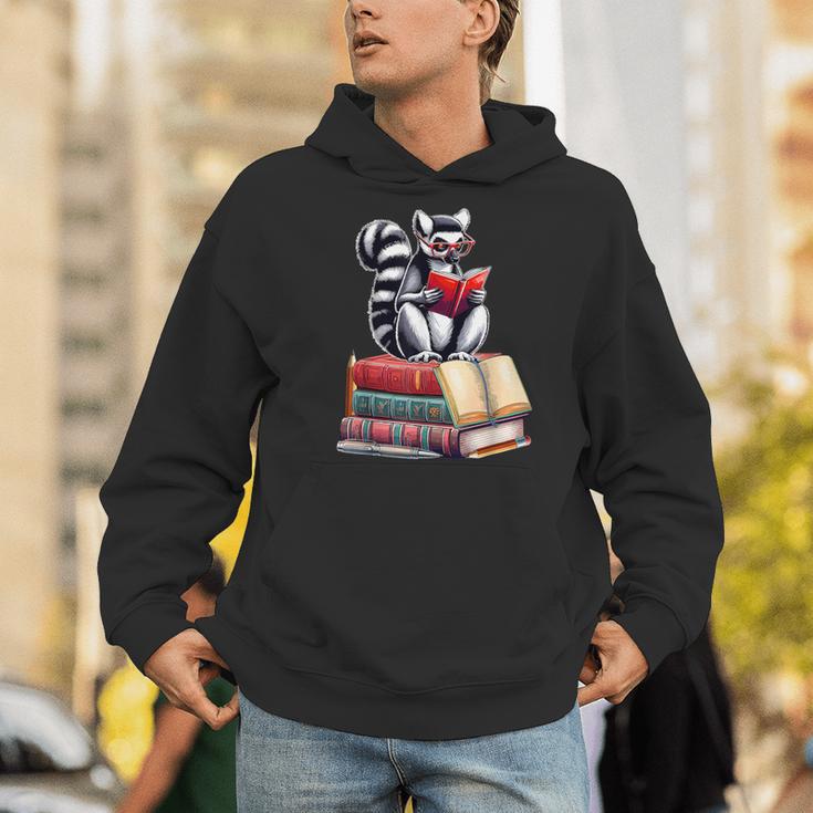 Lemur Reading Books Matching Bookworm Readers Librarian Men Hoodie