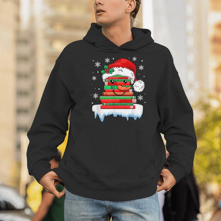Librarian Book Santa Hat Reader Snow Pajamas Christmas Men Hoodie