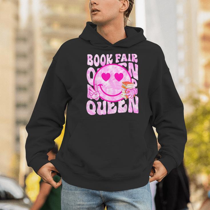 Library Book Fair Queen Vibe Groovy Tie Dye School Reading Men Hoodie
