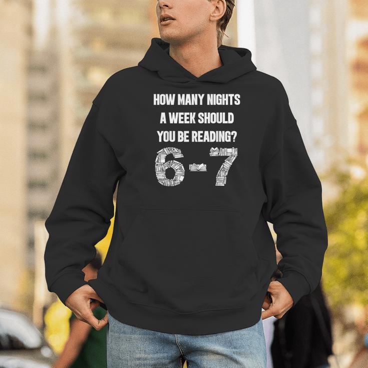 How Many Nights A Week Reading 6-7 67 Teacher Student Books Men Hoodie