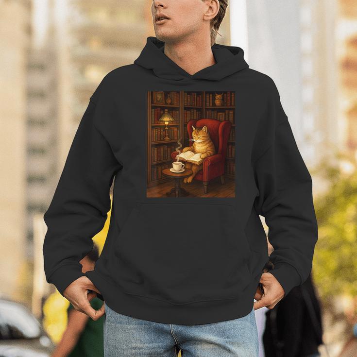 Orange Cat Book Lovers Cozy Bookish Librarian Men Hoodie Orange Cat Book Lovers Cozy Bookish Librarian Men Hoodie