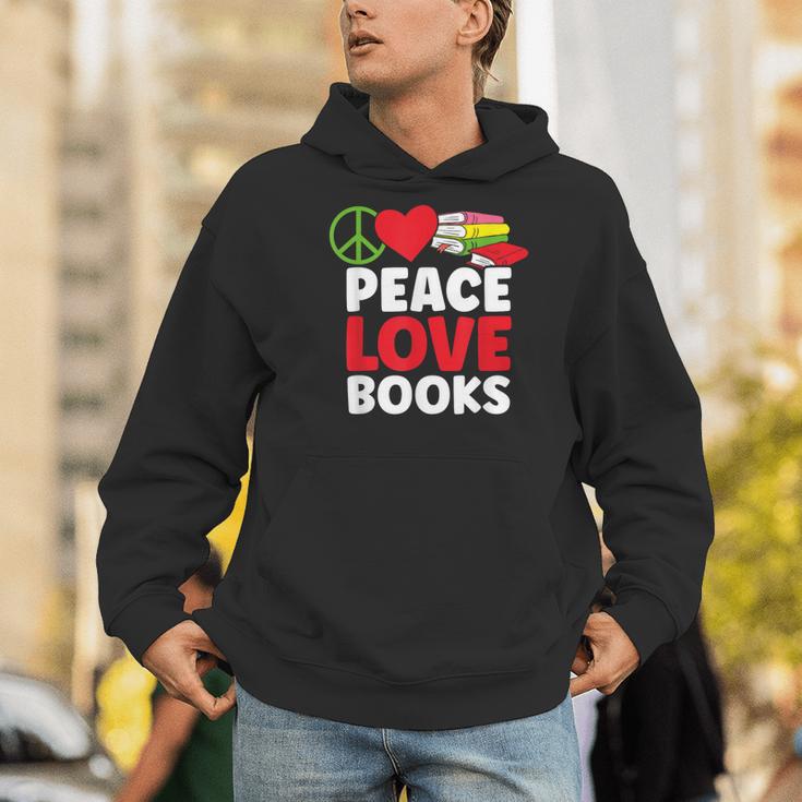 Peace Love Books Bookworm Book Lovers Men Hoodie