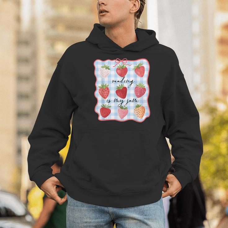 Reading Is My Jam Preppy Stawberry Bookworm Book Lover Nerd Men Hoodie