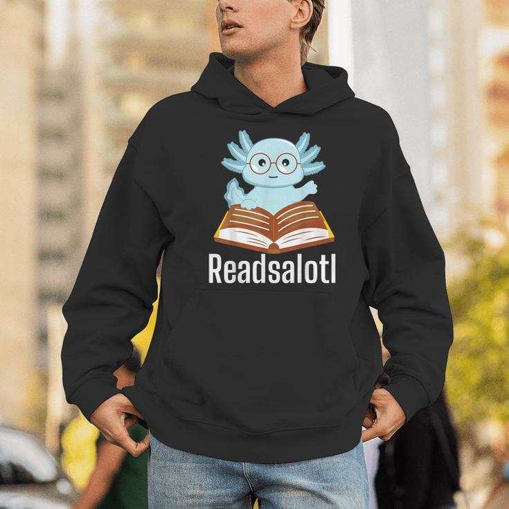 Readsalotl Axolotl Reading Cute Book Lover Bookworm Men Hoodie