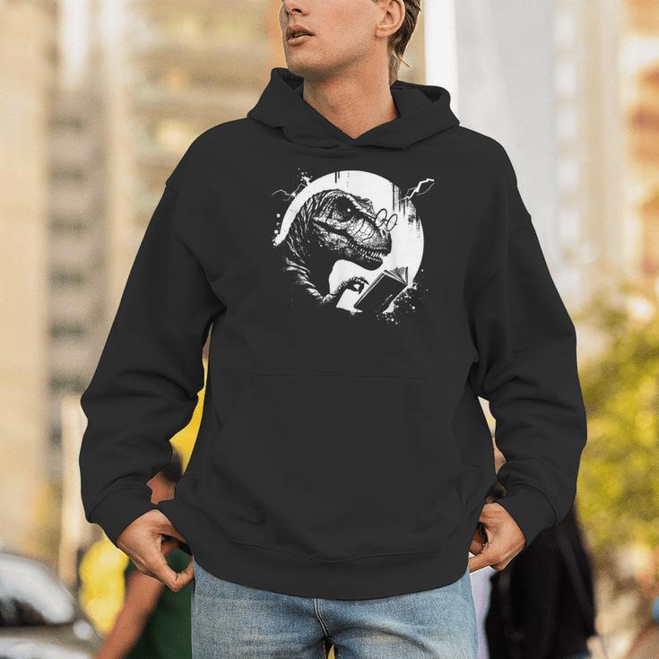 T-Rex Bookworm Book Reading Dinosaur Lover Men Hoodie