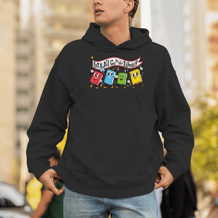 Vintage Let's All Go To The Library Meme Book Reading Men Hoodie