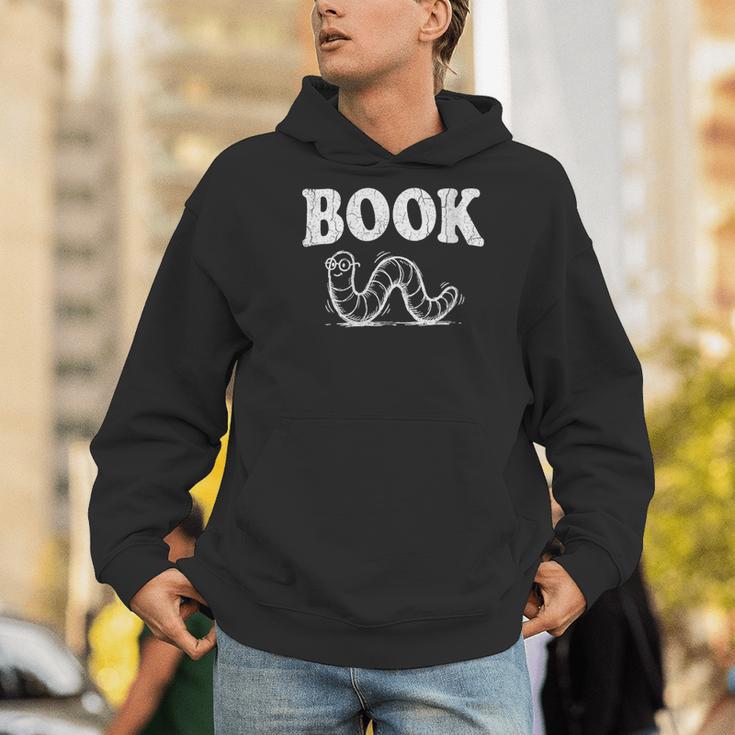 Women's Book Worm Visual Pun Vintage Reading Lover Men Hoodie