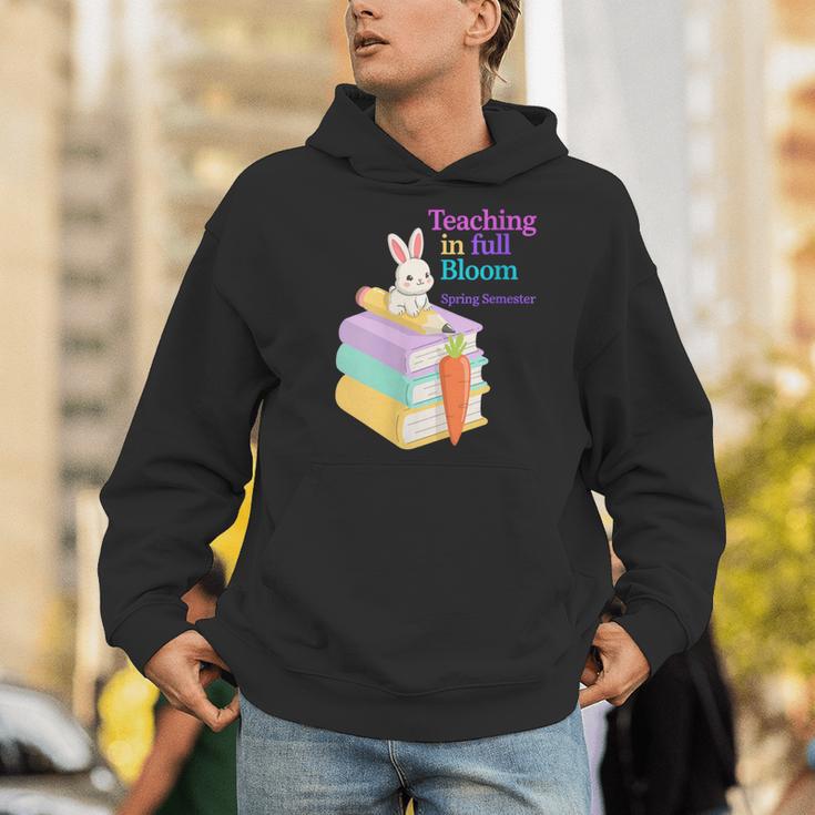 Women's Teaching Spring Semester Bunny Books Pencil Classroom Men Hoodie