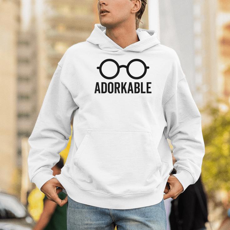 Adorkable Cute Nerd Glasses For Bookworm Book Reader Men Hoodie