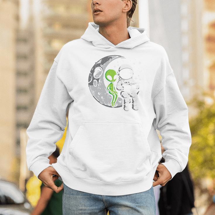 Astronaut Reading Book To Alien Moon Space Women Kids Men Premium Tri-Blend Men Hoodie