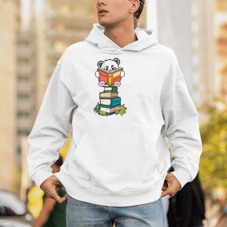Book Lover Shirt Kids Panda Lover Book Reading Men Hoodie