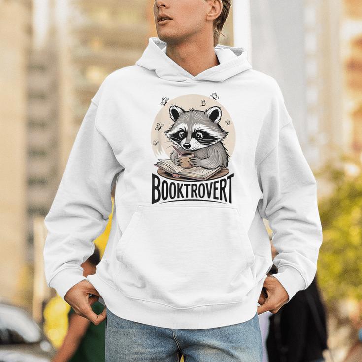 Booktrovert Raccoon Reading And Coffee For Book Lover Men Hoodie