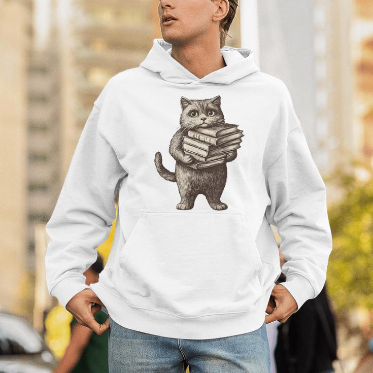 Cat Book Lover Reading Men Women Kids Men Hoodie