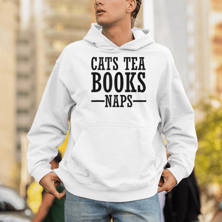 Cats Tea Books Naps Cat Lover Men Hoodie