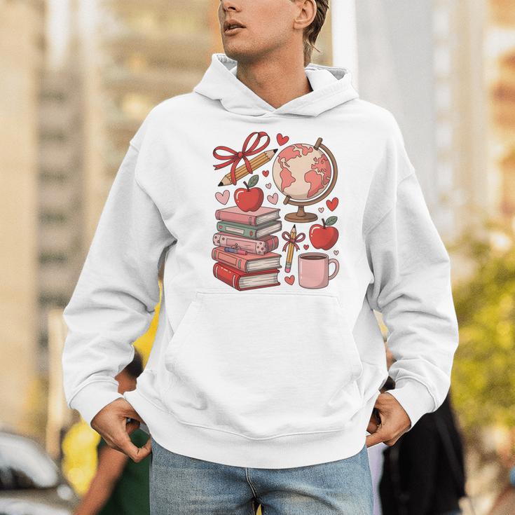 Coquette Teacher School Supplies Bows Books Globe Apple Cute Men Hoodie Coquette Teacher School Supplies Bows Books Globe Apple Cute Men Hoodie