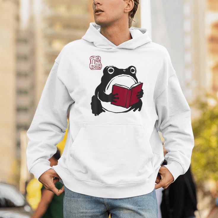 Grumpy Frog Book Lover Librarian Anime Japanese Men Hoodie