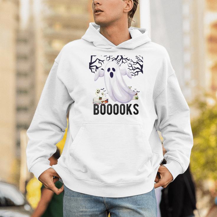 Halloween Teacher Librarian Books Reading Ghost Pun BOOOOKS For Men Women Kids Men Hoodie
