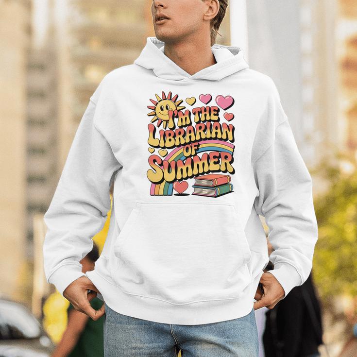 I'm The Librarian Of Summer Groovy Rainbow Retro Book Lover Men Hoodie