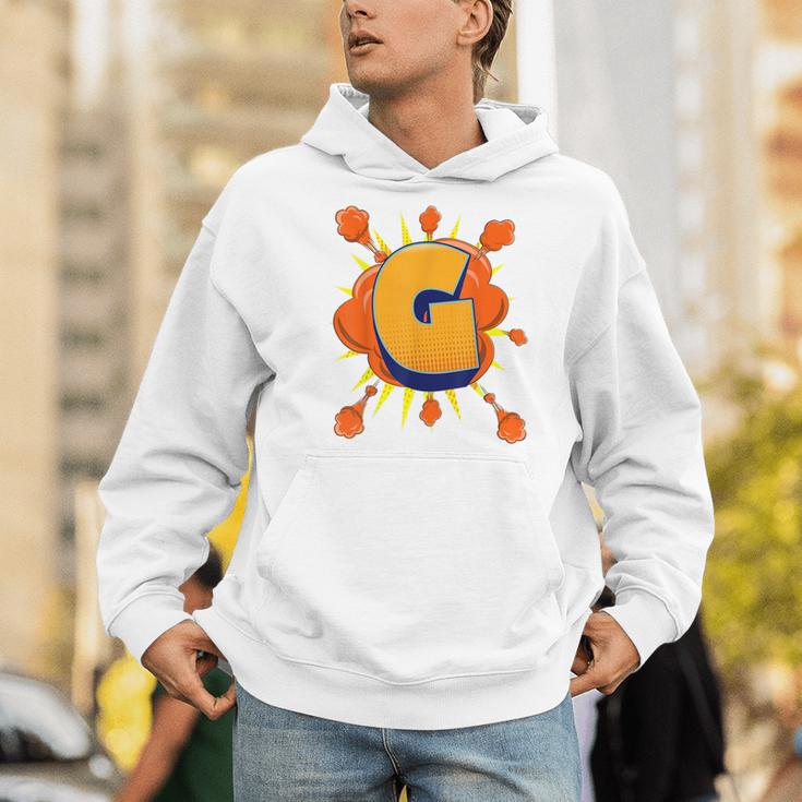 Letter G Initial Comic Book Vintage Matching Family Fun Men Hoodie