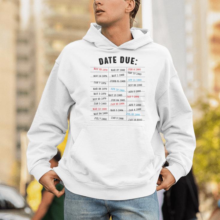 Library Due Date Stamp Card Librarian Book Reading Vintage Men Hoodie
