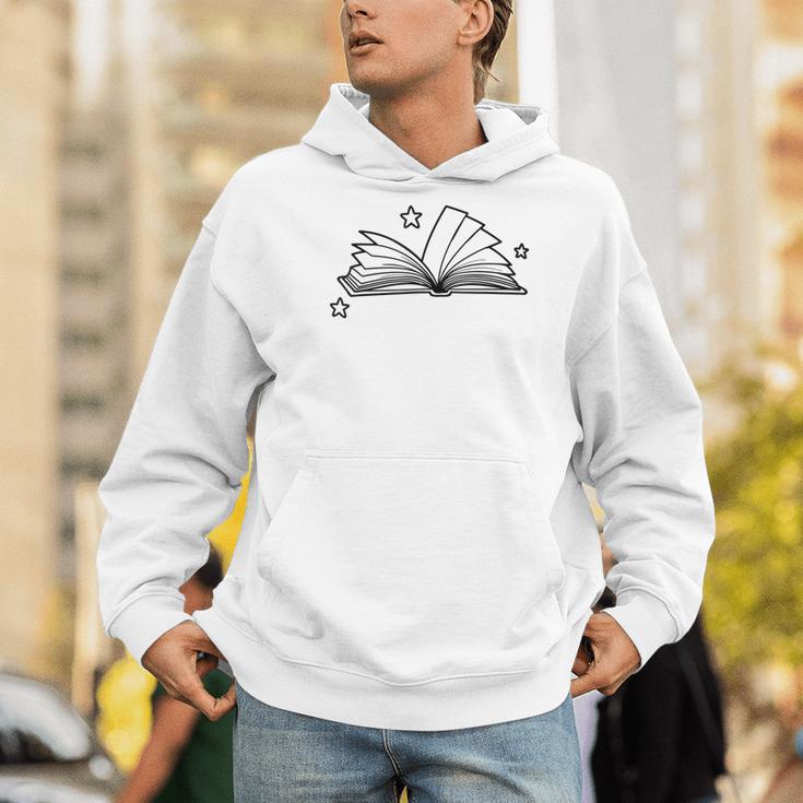 Magic Book With Stars Line Art Men Hoodie