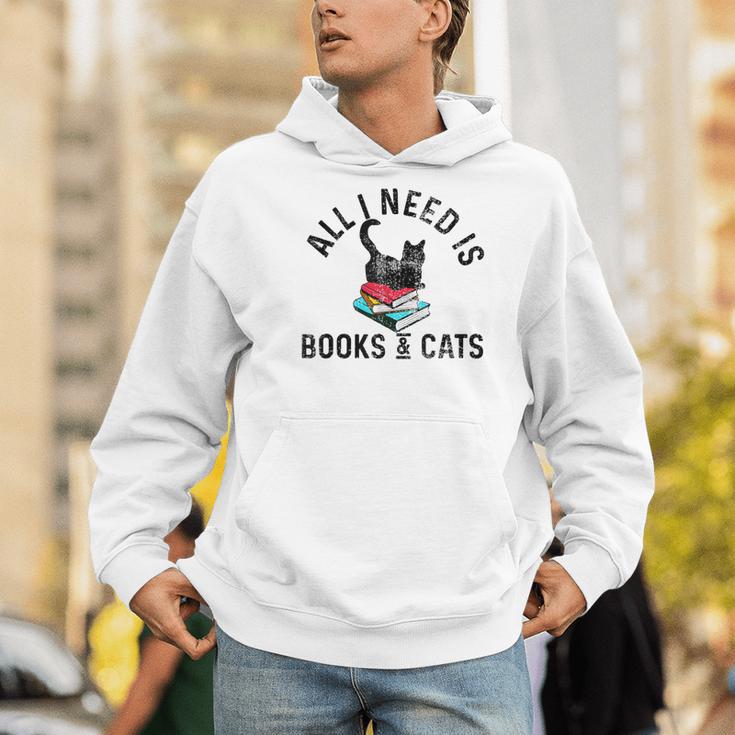 All Need Is Books & Cats Book Reader And Kittens Art Men Hoodie