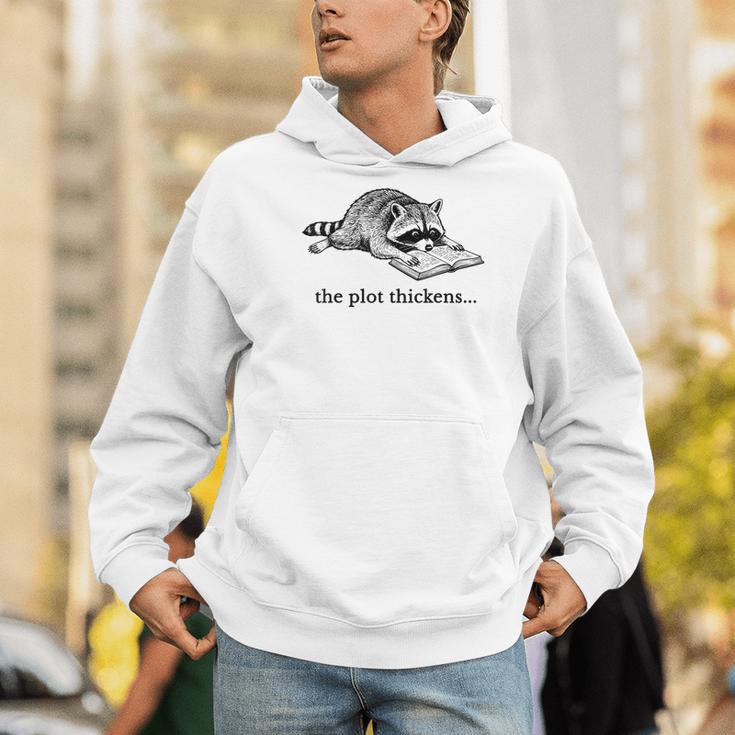 The Plot Thickens Raccoon Reading Book Bookish Men Hoodie
