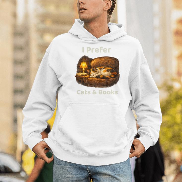 I Prefer Cats & Books – Calico Cat And Book Men Hoodie