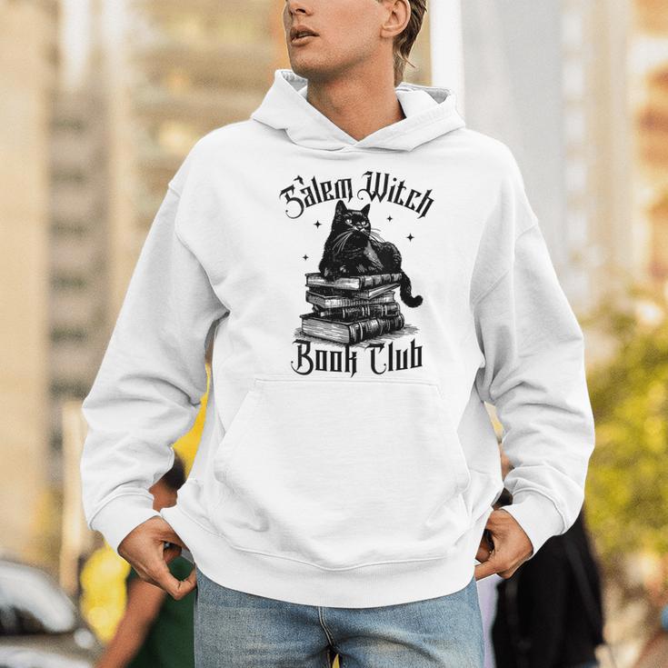 Salem Witch Book Club Bookish Retro Halloween Cat Men Hoodie