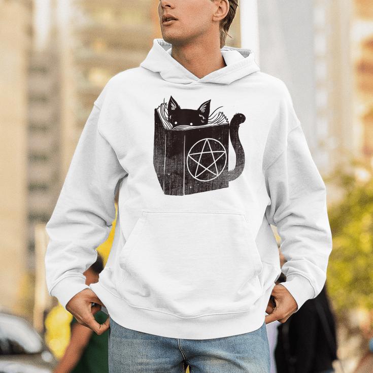 SataniCat Pentagram Cat Satan Demon Necronomicon Book Lover Men Hoodie