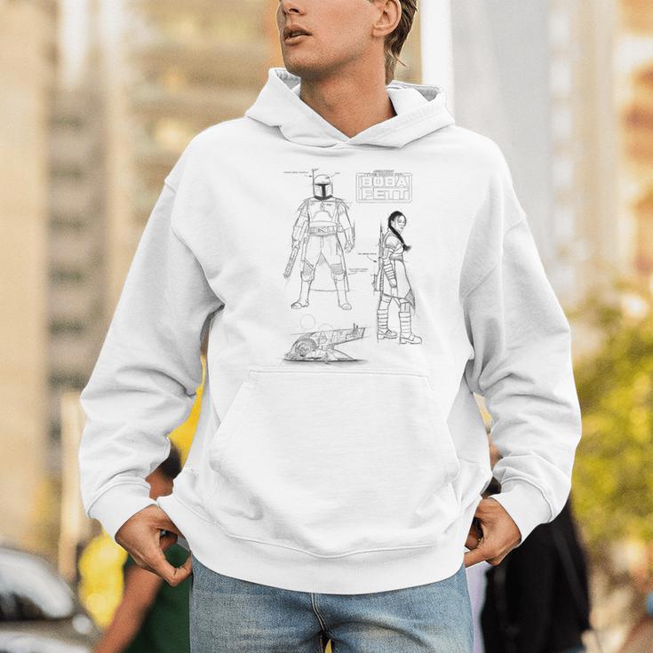 Star Wars The Book Of Boba Fett Group Shot Schematic Men Hoodie