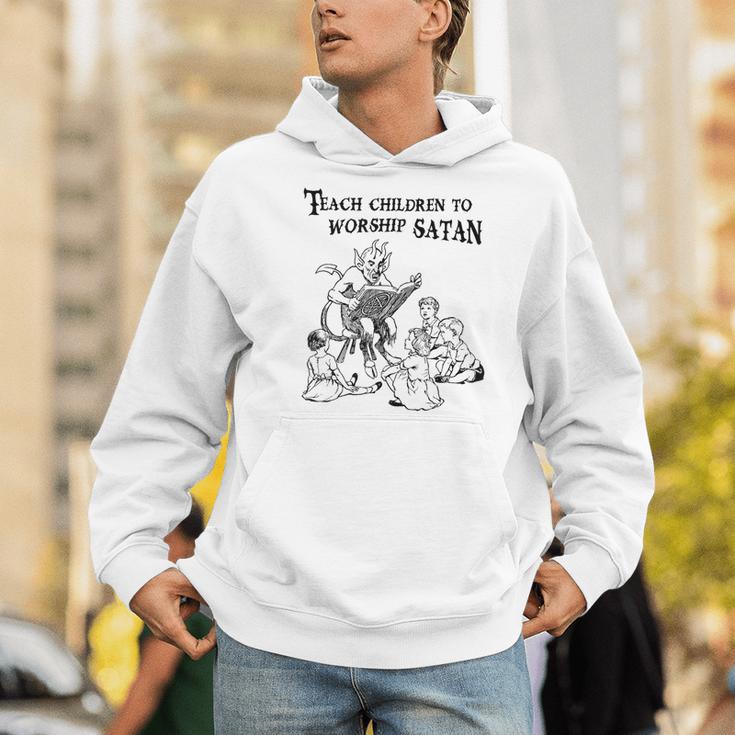 Teach Children To Worship Satan Satanic Demon Devil Book Men Hoodie