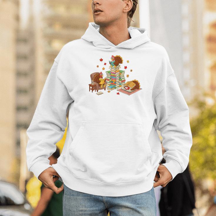 Turkey Reading Books Fall Librarian Book Lover Teacher Kids Men Hoodie Turkey Reading Books Fall Librarian Book Lover Teacher Kids Men Hoodie
