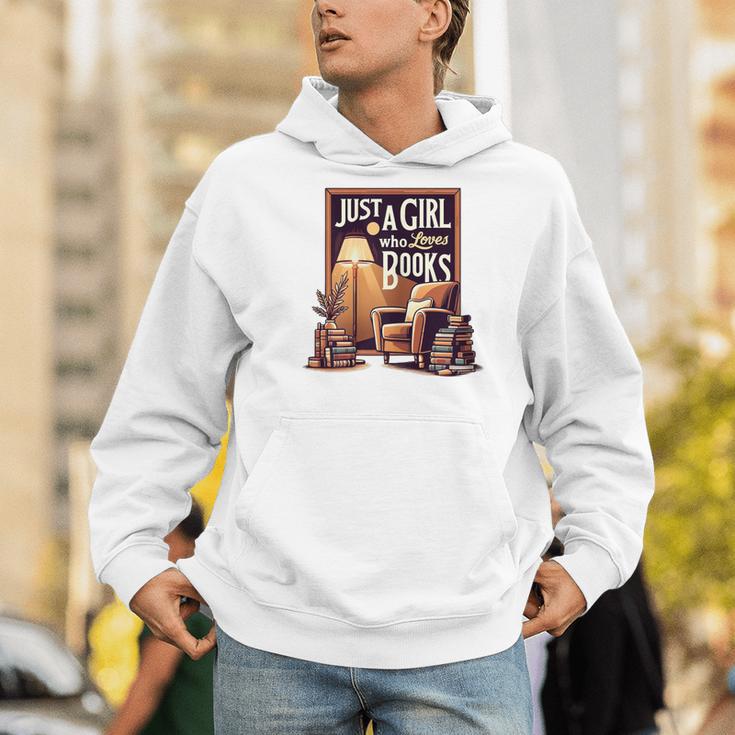 Vintage Just A Girl Who Loves Books Retro Bookworm Reader Men Hoodie
