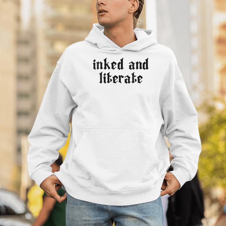 Women's Inked & Literate Tattooed & Educated Bookworm Goth Grunge Men Hoodie
