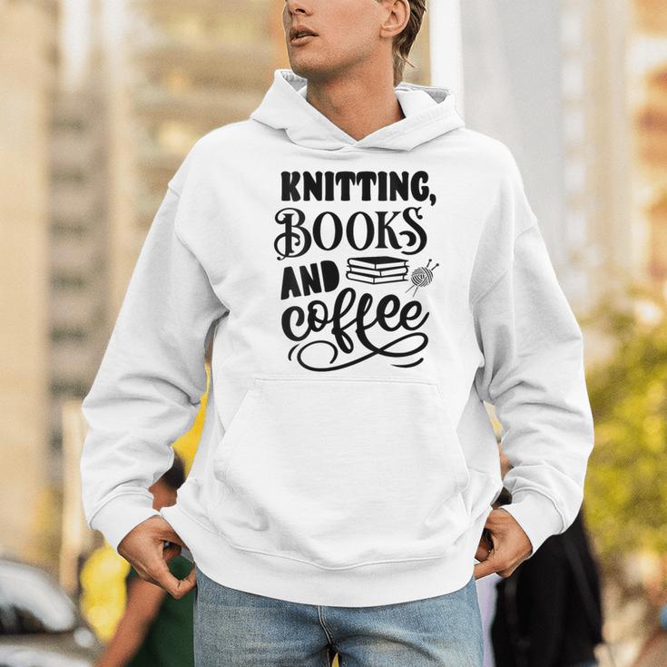 Women's Knitting Books And Coffee Knitter Reader Coffee Lover Men Hoodie