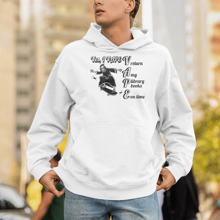 Yes I Vape Return My Library Books On Time Skeleton Skater Men Hoodie