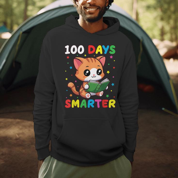 100 Days Smarter Happy Cute Cat Reading A Book Men Hoodie